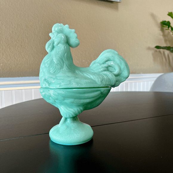 Mosser Glass Jadeite Glass Large Standing Rooster - Picture 3 of 6